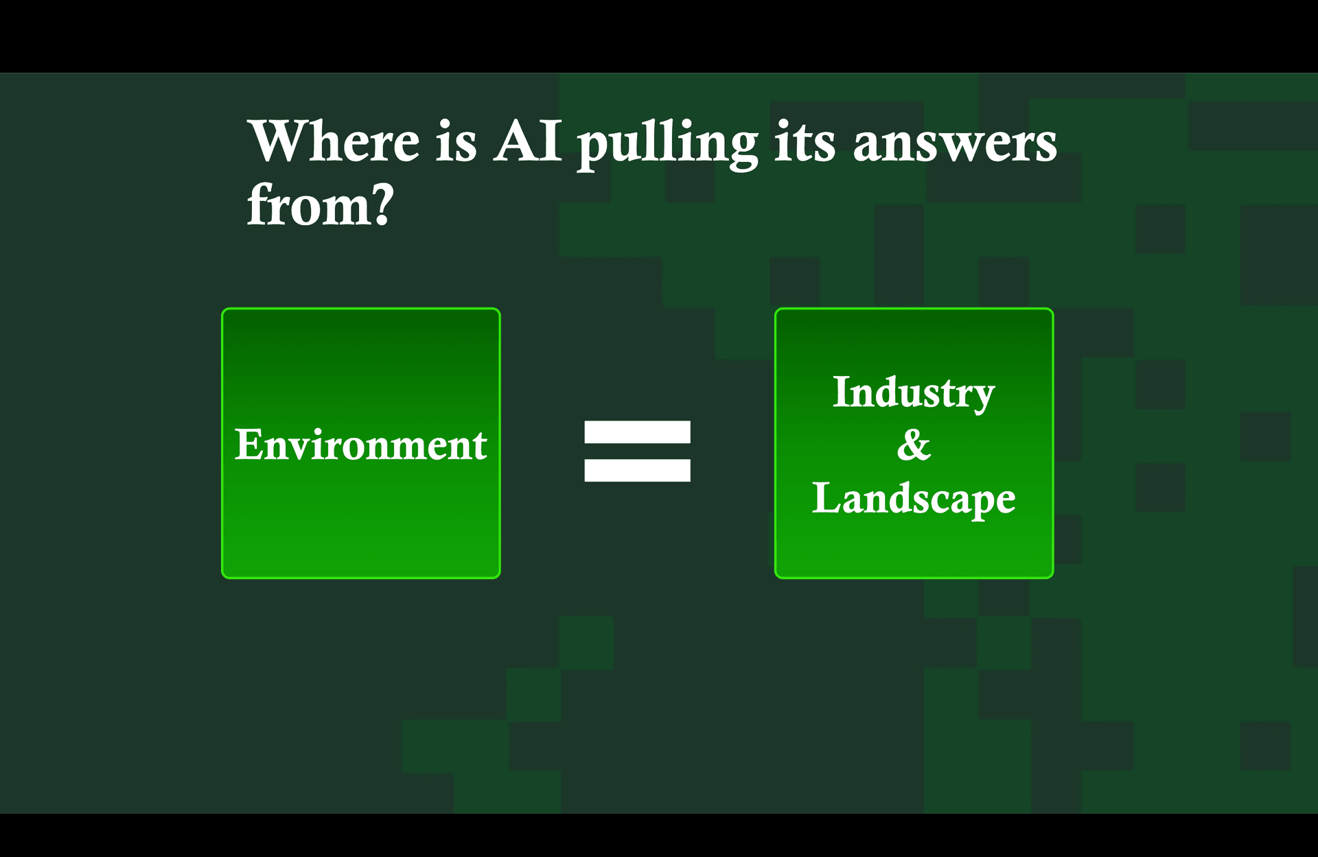 Where is AI pulling its answers from? Environment equals Industry and Landscape